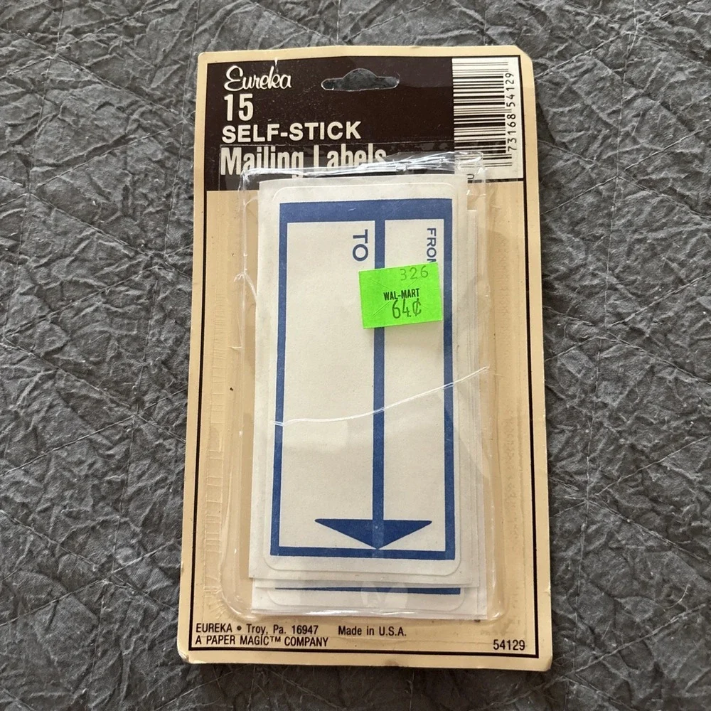 Vintage Eureka Self-stick Badges Open Box & Mailing Labels - Dead Stock